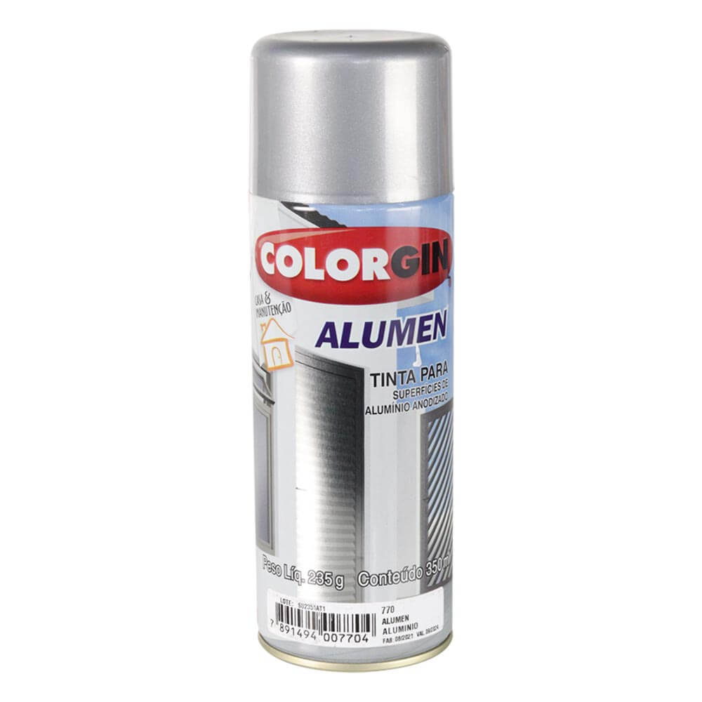 Tinta Spray Colorgin Alumen 350ML Alumínio - ebbamoveis